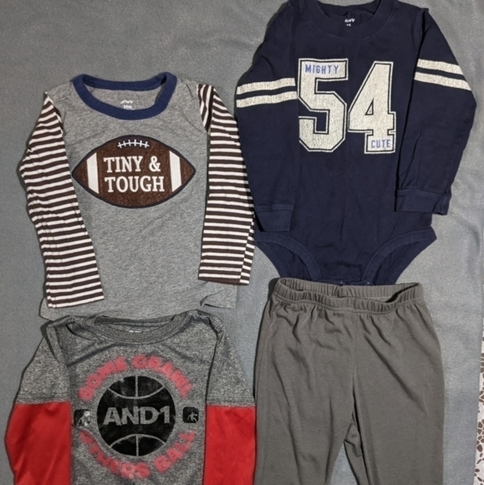 Boys sport themed shirts and ‎ pants Carter's size 24 months football basketball